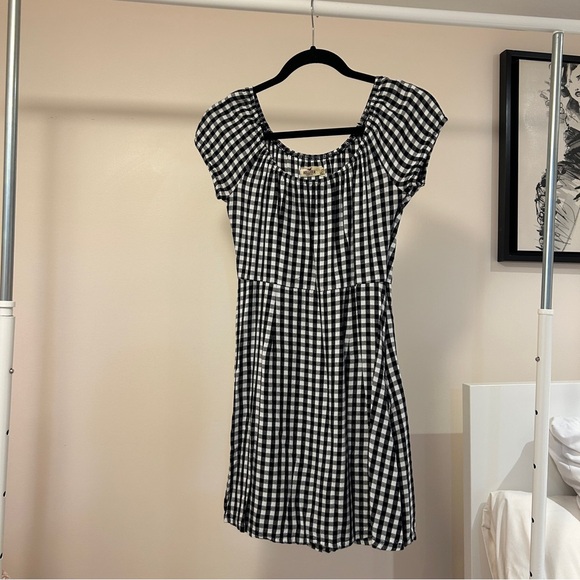Hollister gingham checker print style dress size small black and white - Picture 2 of 5